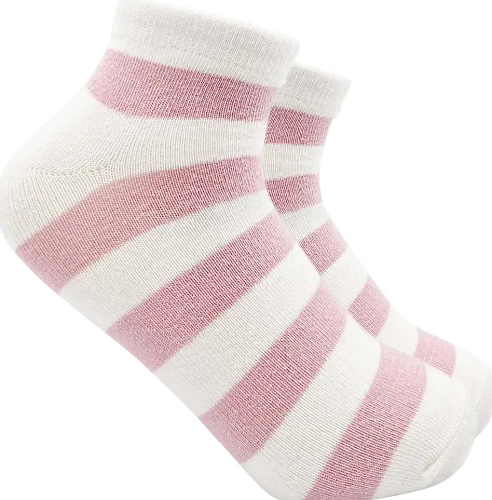Ankelstrumpor randiga - vita och rosa