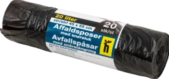 Avfallspåse med dragsko 20 liter - svart