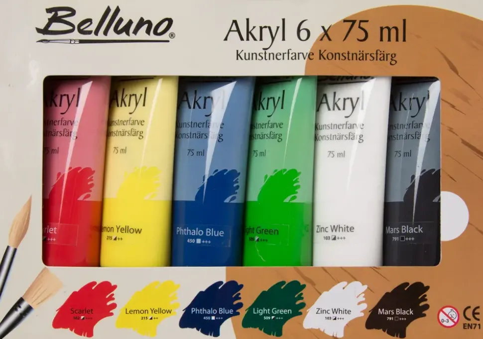 Belluno Akrylfärger 6 x 75 ml