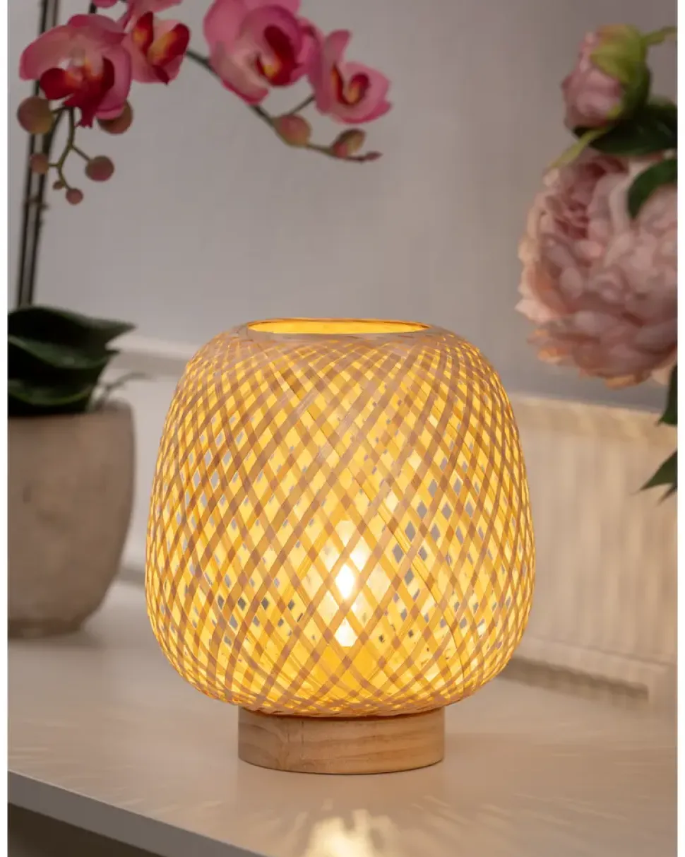 Bordslampa i flätad bambu - H20 cm