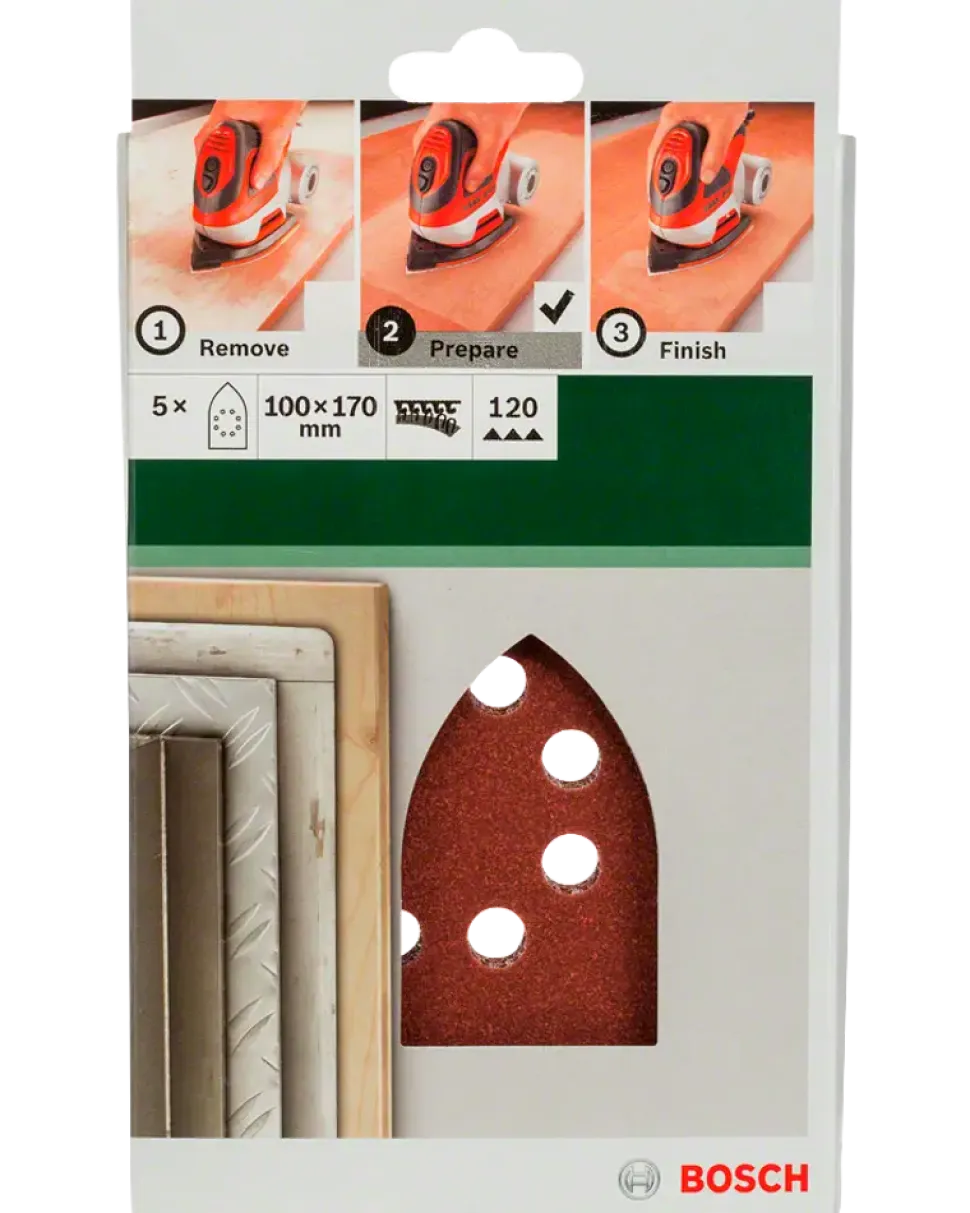 Bosch slippapper 100 x 170 mm K120 - 5-pack
