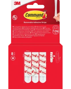 Command™ Avtagbara självhäftande strips, 8 st – vita M