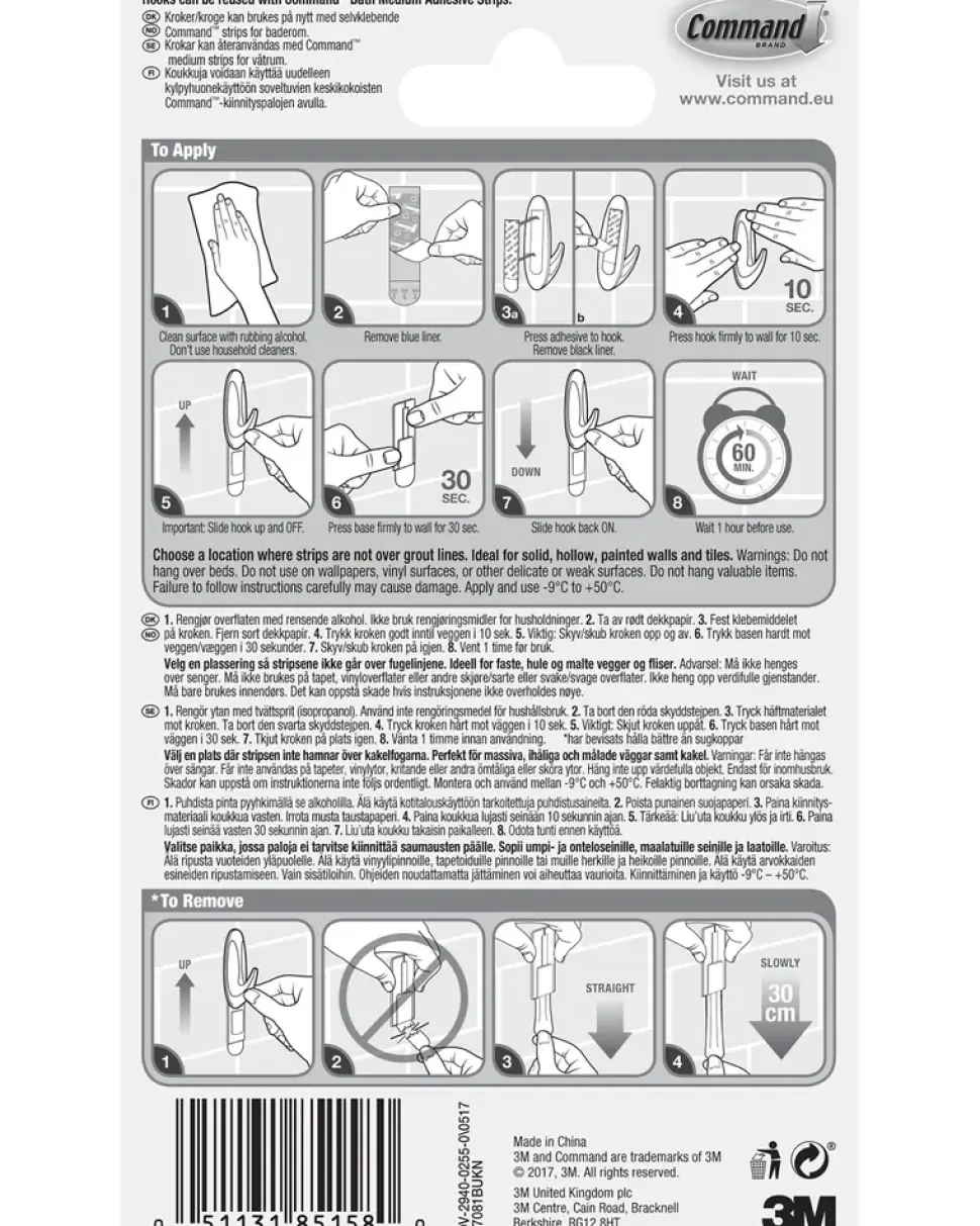 Command™ Designkrok våtrum - Medium 2-pack