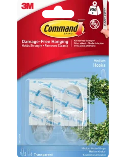 Command™ Krokar med strips – transparenta, medelstora