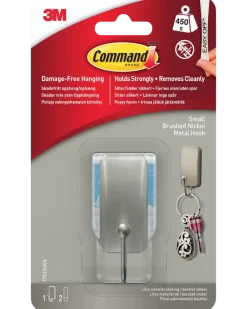 Command™ Krok med 2 strips – Borstad nickel, liten
