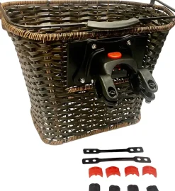 Cykelkorg med Quick Release - Brun flätad