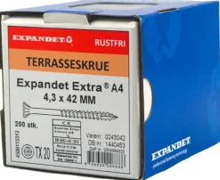 EXPANDET Rostfri A4 trallskruv 4,3 x 42 mm 200 st.