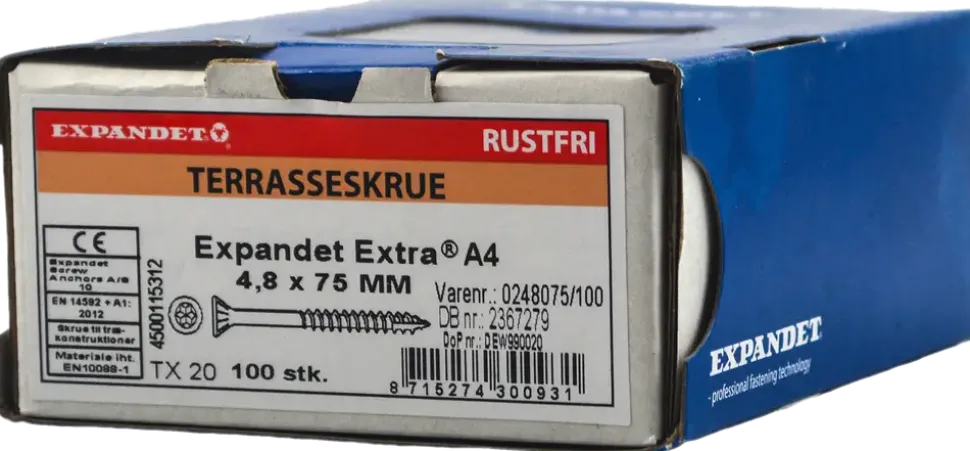 EXPANDET Rostfri A4 trallskruv 4,8 x 75 mm 100 st.
