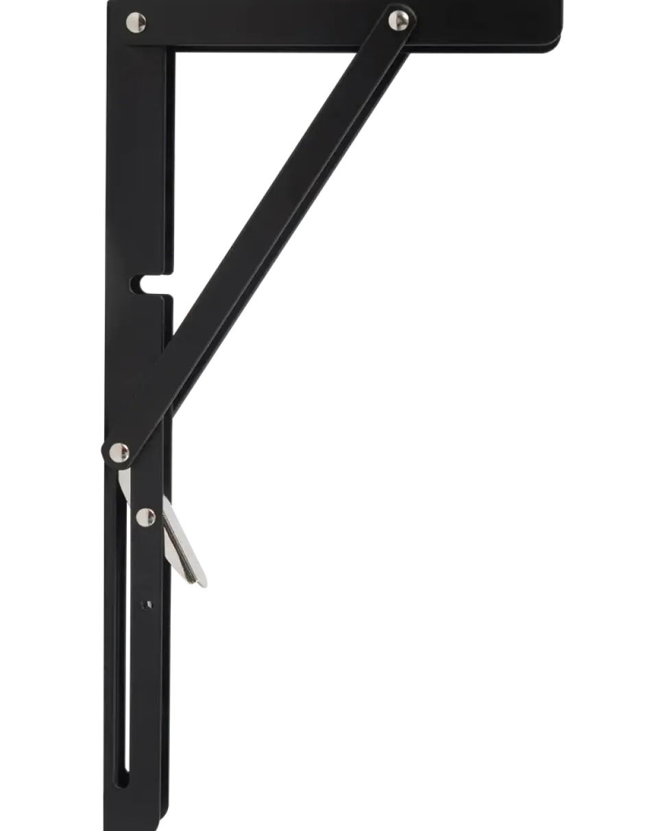 Fällbart hyllplanskonsol 300 x 155 mm - Svart