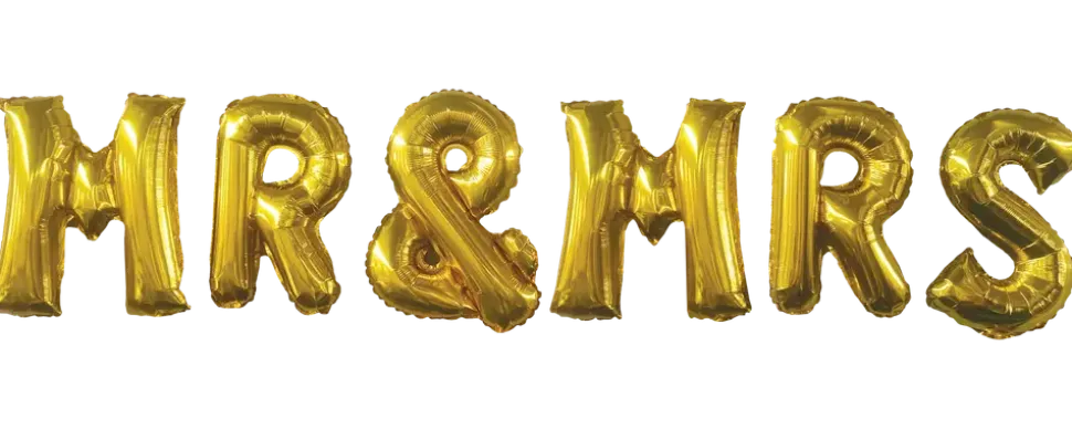 Folieballong 40 cm guld - Mr&Mrs