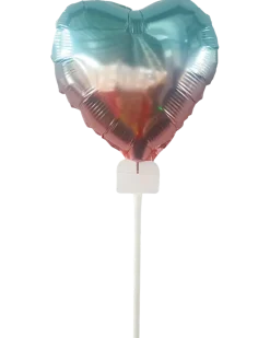 Folieballong mini med pinne - Hjärta