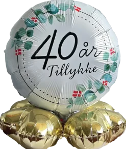 Folieballong på fot Ø35 cm - 40 år