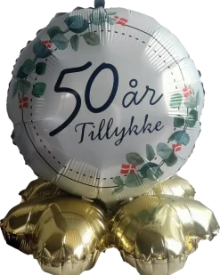 Folieballong på fot Ø35 cm - 50 år