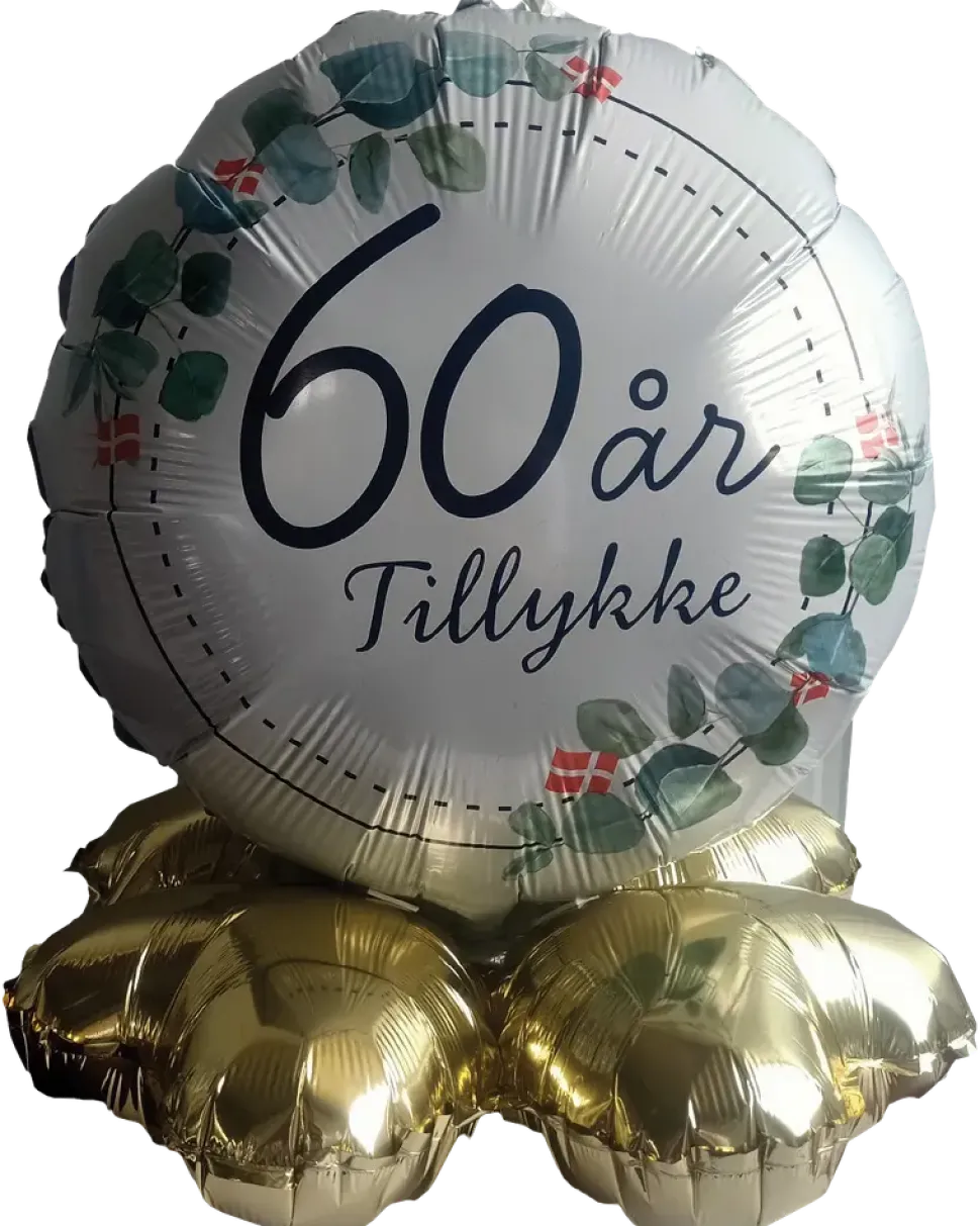 Folieballong på fot Ø35 cm - 60 år