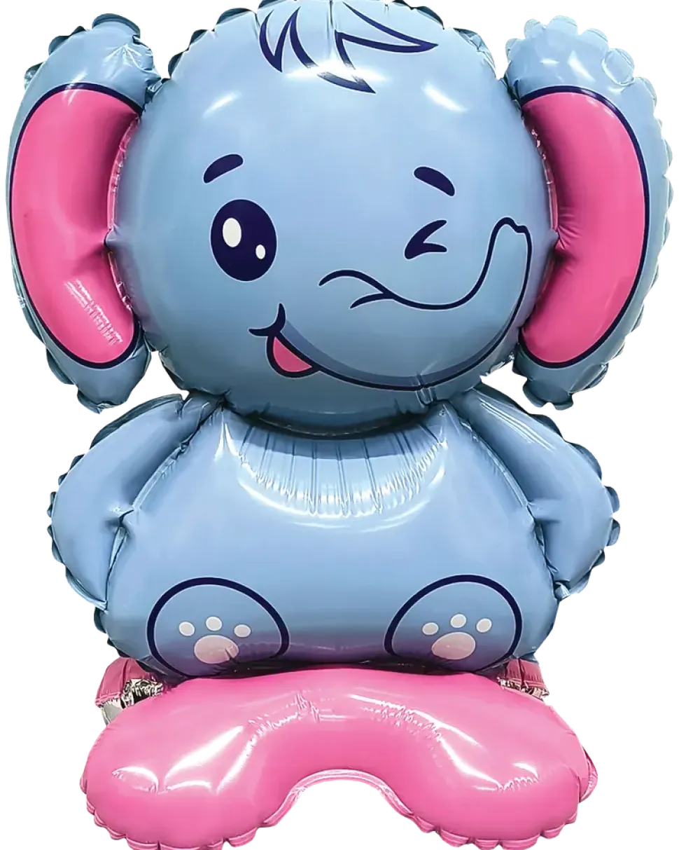 Folieballong på stativ 40 cm - Elefant