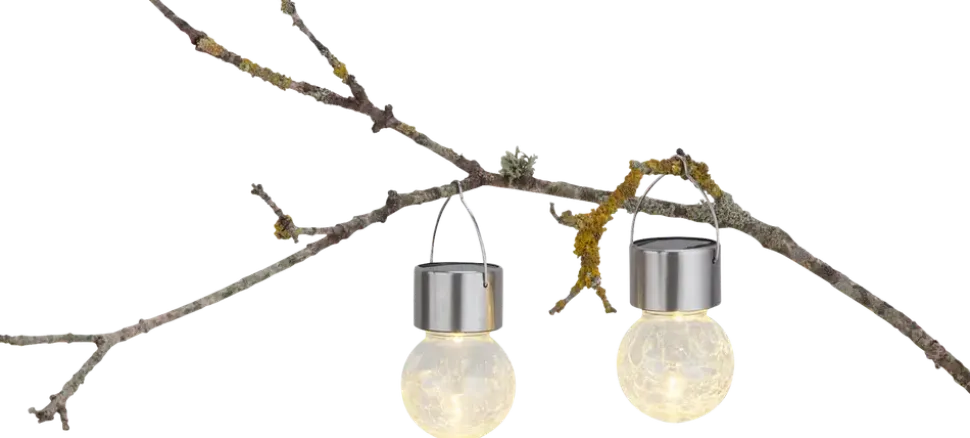 Glaskula med solcell 2-pack