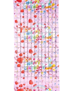 Glitterdraperi fyrkanter - rosa
