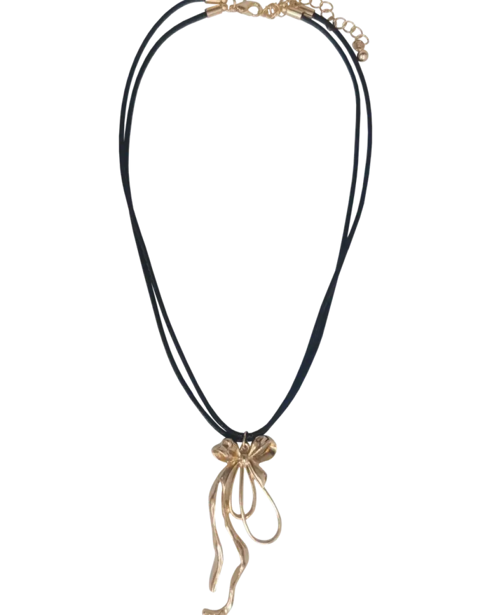 Halsband med rosett - svart och guld