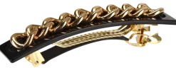 Hårspänne guld/svart 9 cm