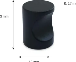 jasa Möbelknopp Spa Ø17 ​​​​mm - mattsvart