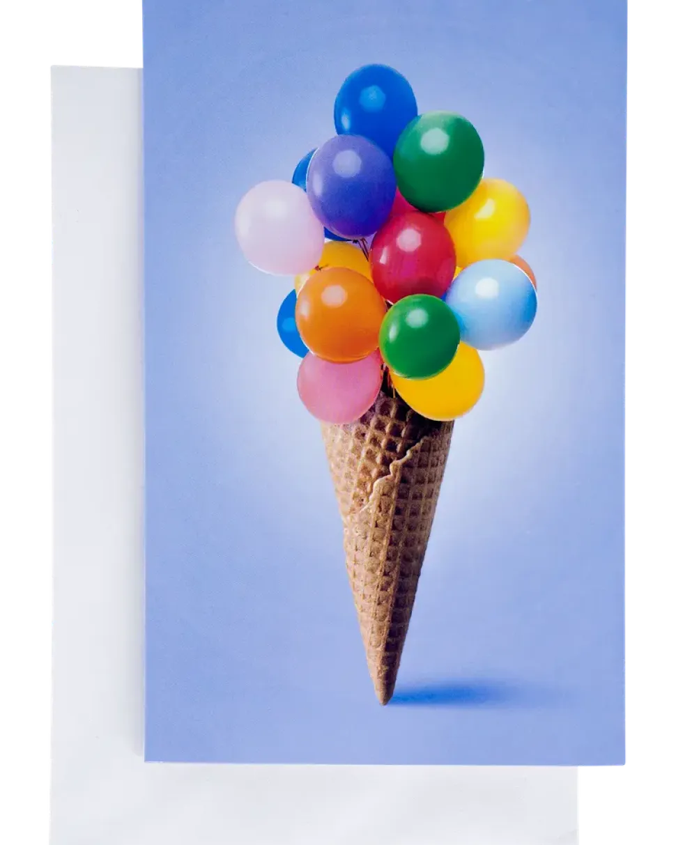 Kort med kuvert 11 x 17 cm - våffla med ballonger