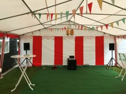 KOSAMA Partytält PVC 6 x 8 m – röd/vit