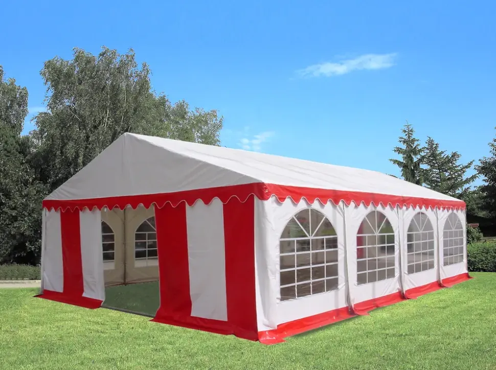 KOSAMA Partytält PVC 6 x 8 m – röd/vit