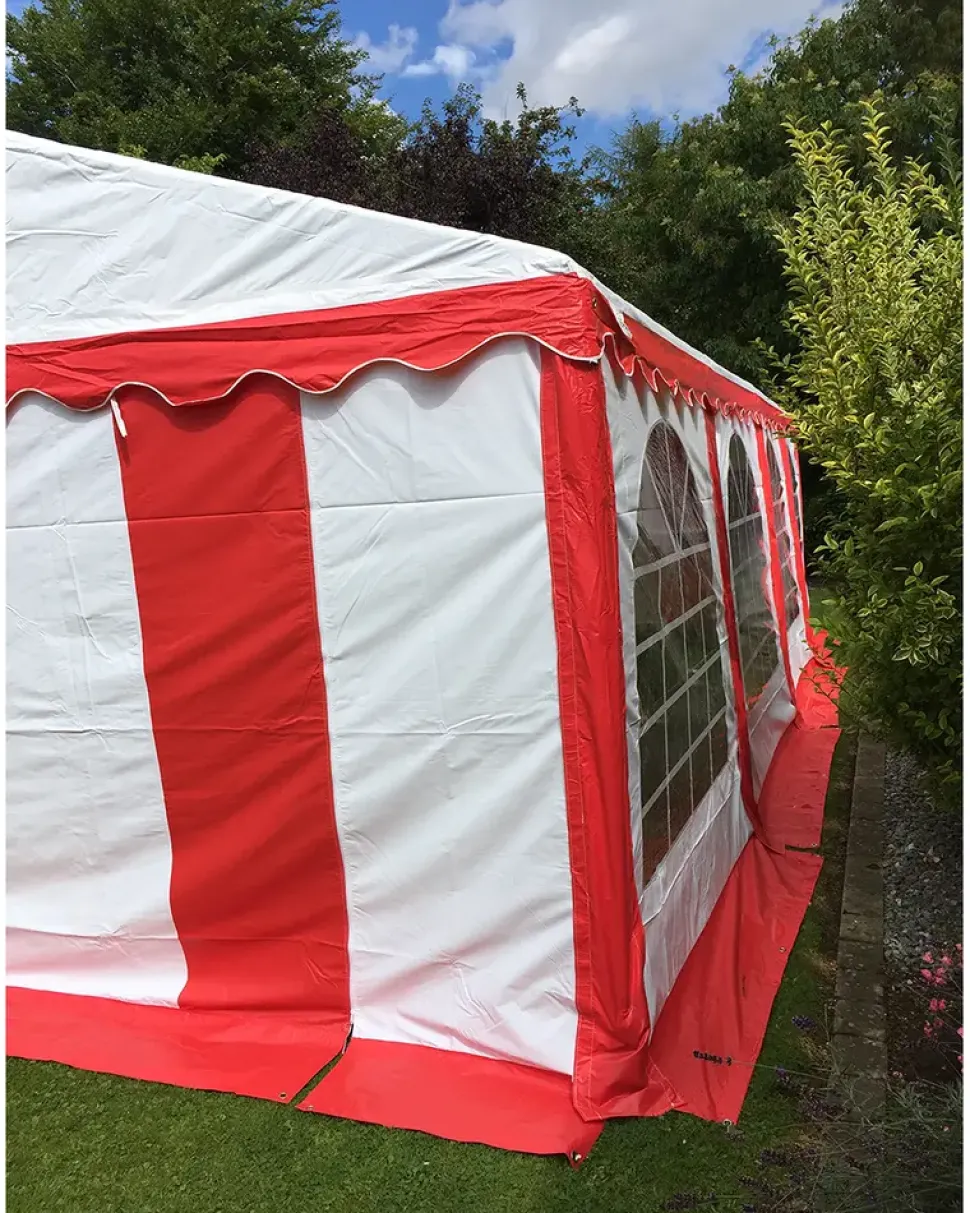 KOSAMA Partytält PVC 6 x 8 m – röd/vit