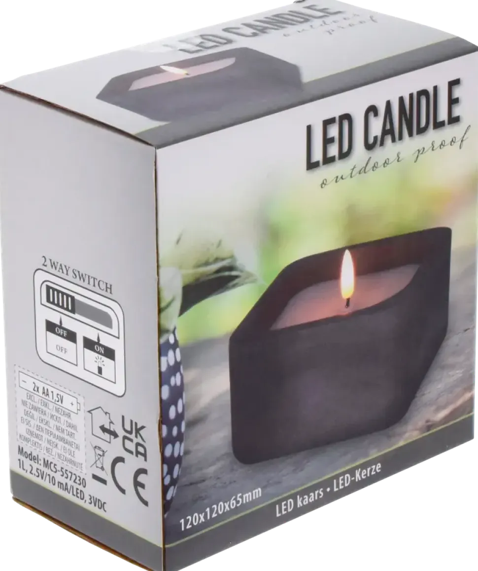 LED-ljus i kruka - svart