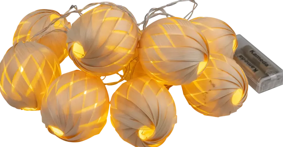 Ljusslinga med lanternor i bambu- Ø5 cm