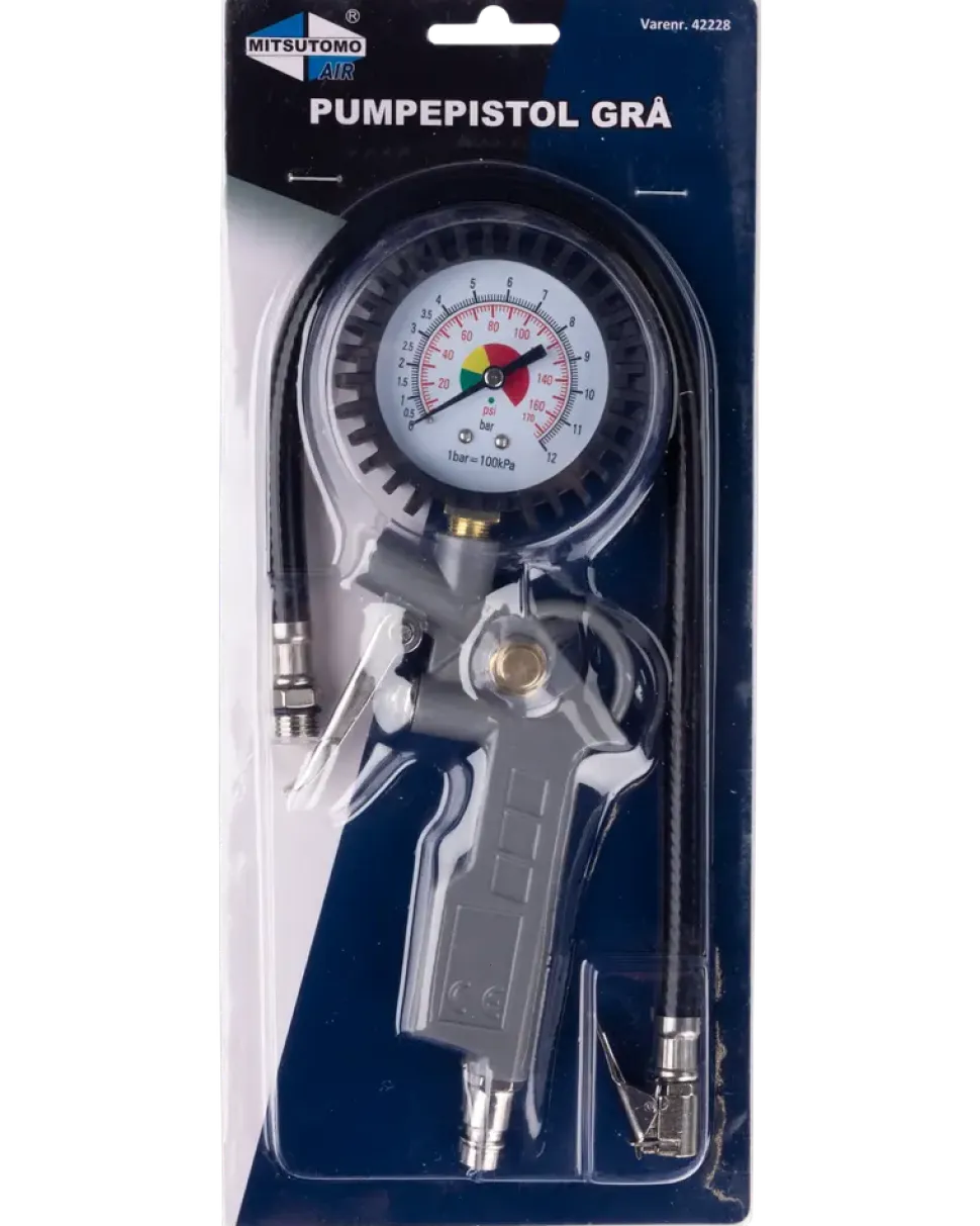 Luftpåfyllare med manometer - grå