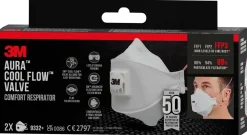 3M™ Aura™ CoolFlow™ Comfort Dammfiltermask FFP3 med ventil, 2-pack
