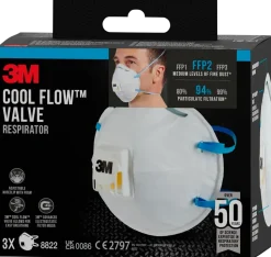 3M™ Dammfiltermask FFP2 med ventil, 3-pack