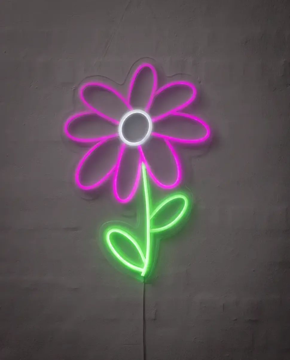 Neonskylt blomma H. 50 x B. 35 cm