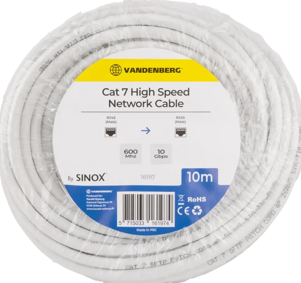 Nätverkskabel cat7 10 m vit