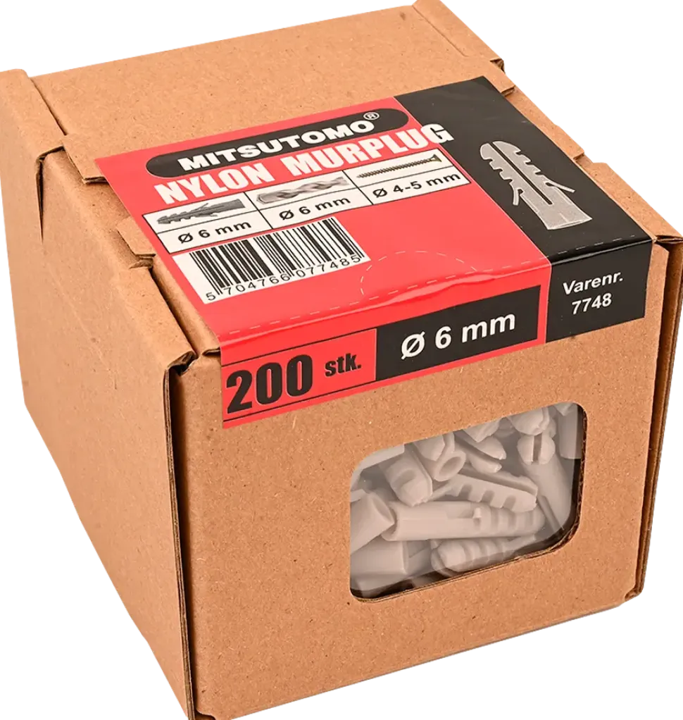 Nylonplugg 6 mm 200 st