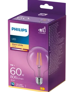 PHILIPS LED globlampa 7W E27 G93