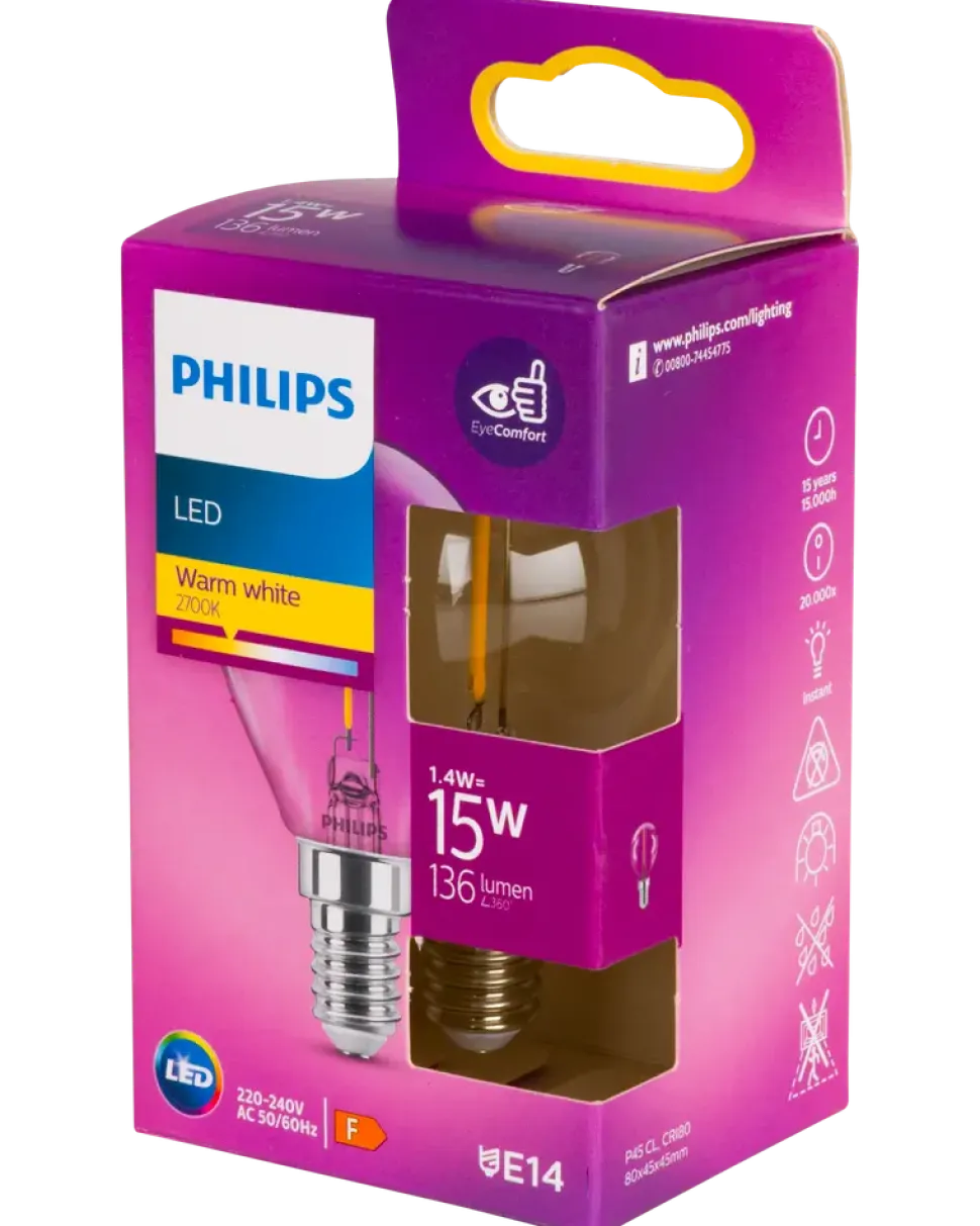 PHILIPS LED klotlampa 2W E14 P45