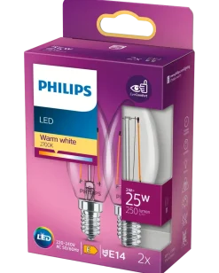 PHILIPS LED kronlampa 2W E14 2-pack