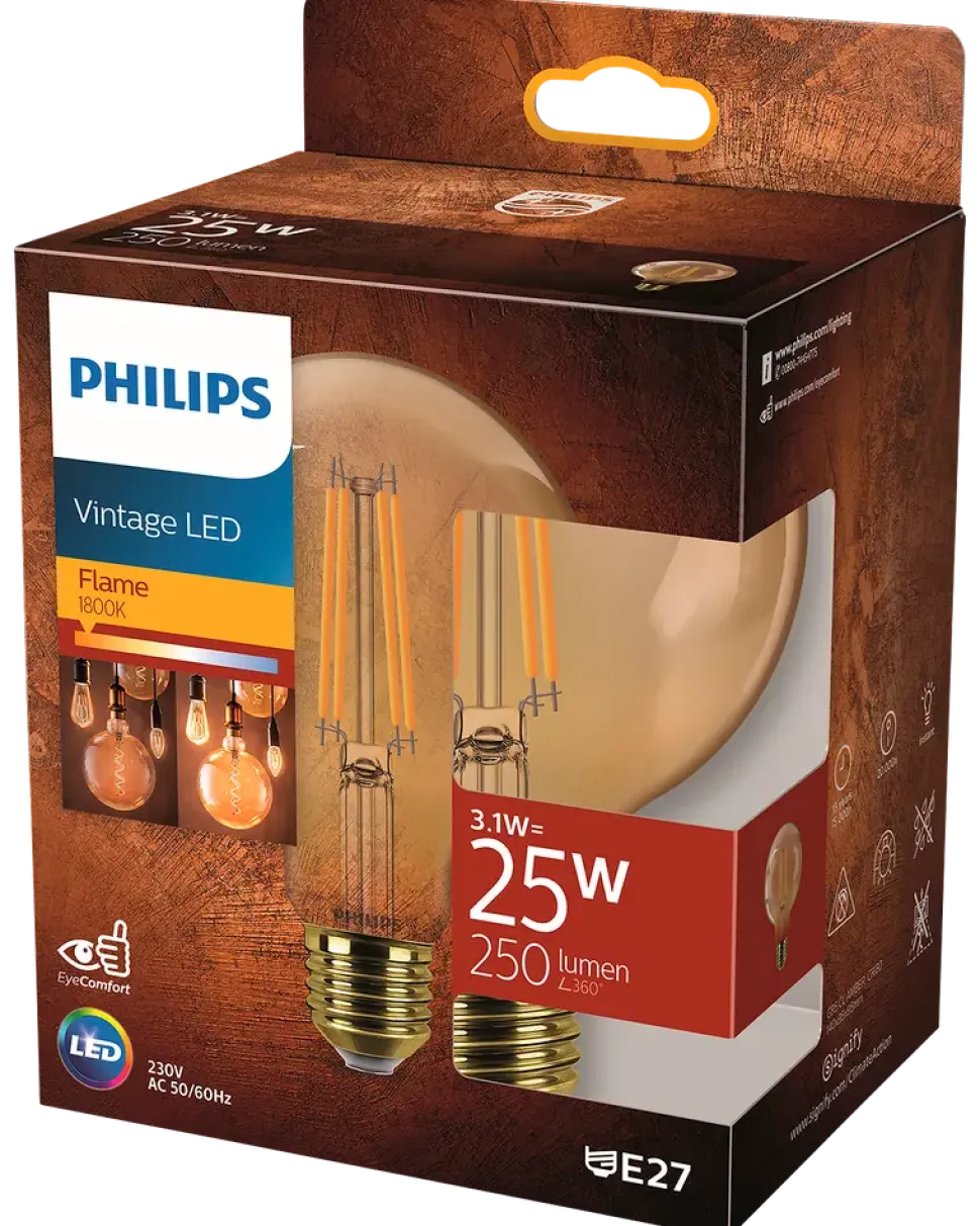 PHILIPS LED-lampa filament 3,1W E27 G95