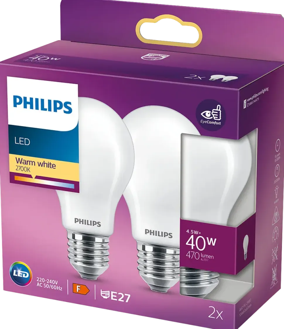 PHILIPS normallampa 5W E27 A60 2-pack