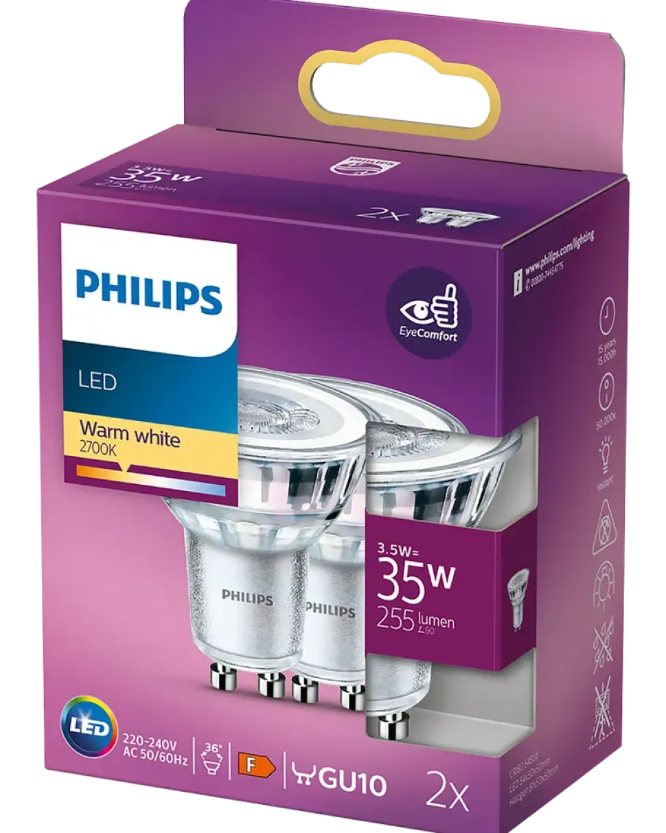 PHILIPS Reflektorlampa 4W GU10 2-pack