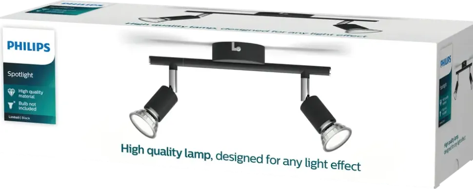 PHILIPS Spotlampe Limbali GU10 2 spot - svart