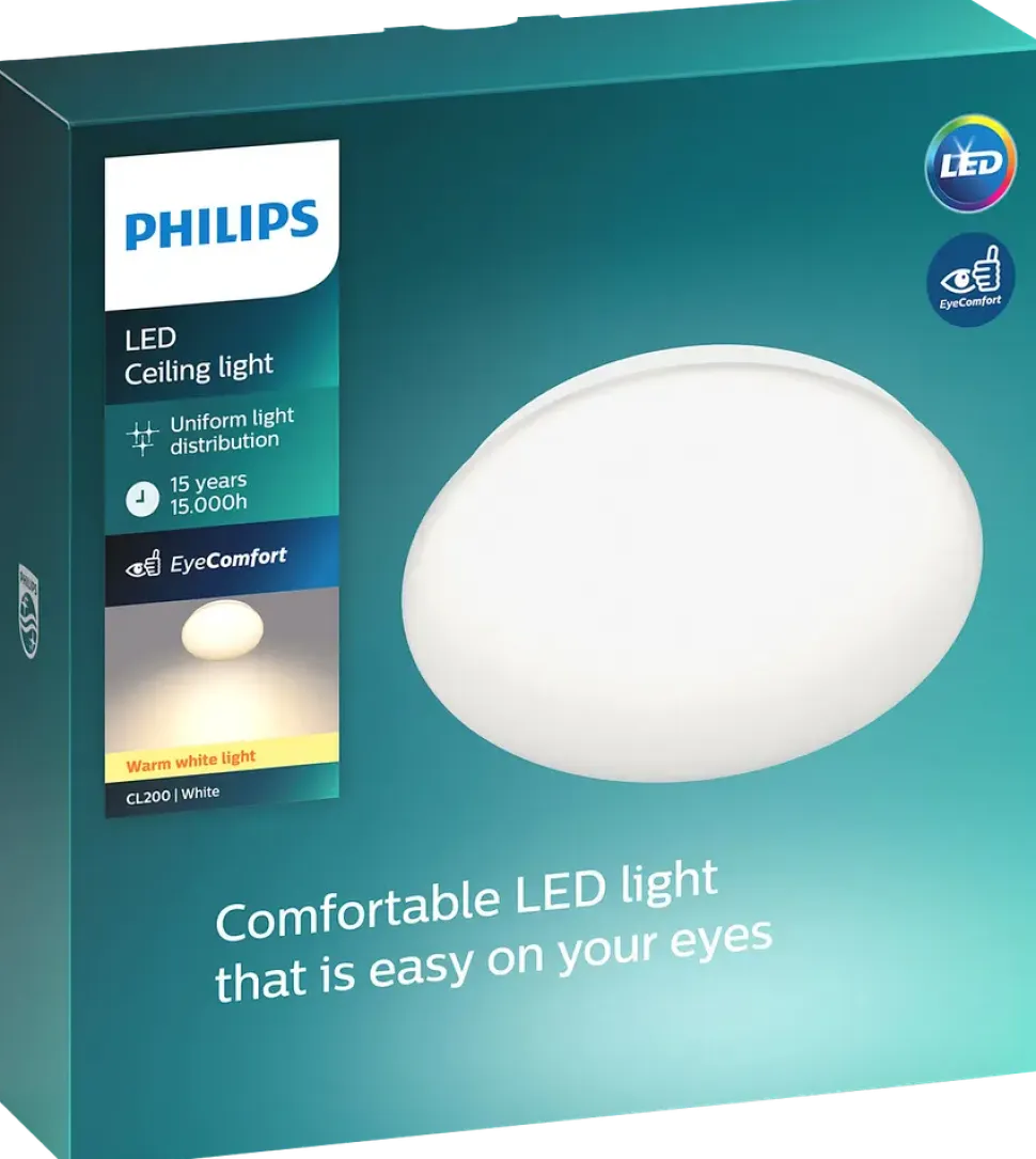 PHILIPS Taklampa Moire Ø22,5 cm 6 W – vit