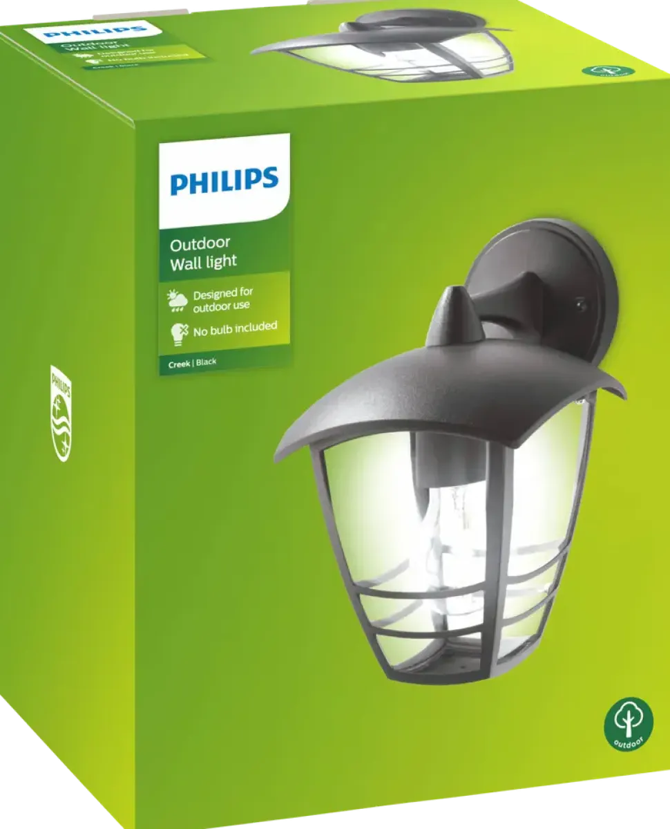 PHILIPS Vägglampa Creek Down Svart
