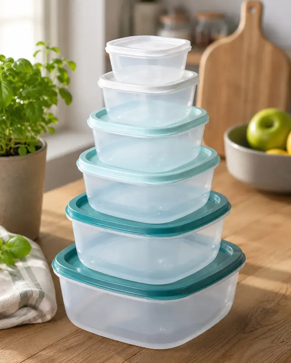 Plastbackar med lock - 6 st.