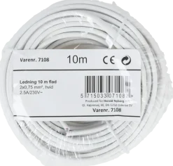 Platt kabel 2 x 0,75 mm² - vit