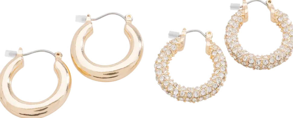 Örhängen chunky hoops 2 par - guld