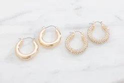 Örhängen chunky hoops 2 par - guld