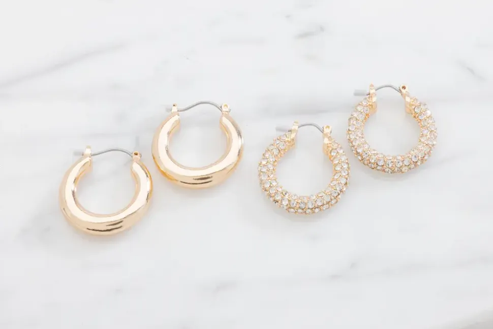 Örhängen chunky hoops 2 par - guld